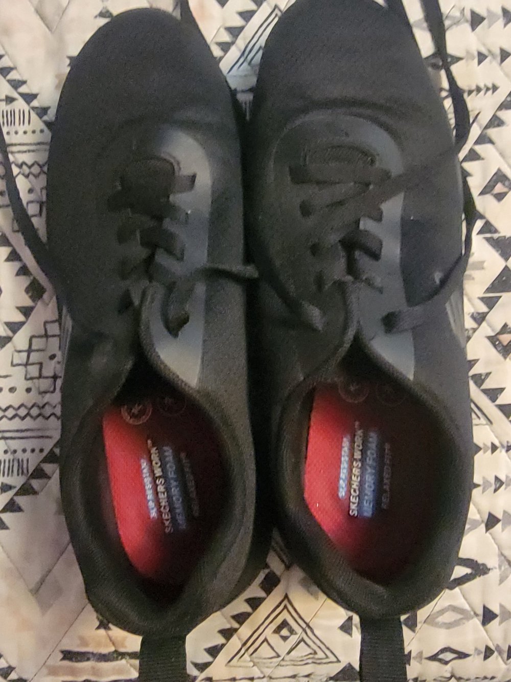 Skechers Nonslip Black Sneaker with Red Insole and Logo Accents
